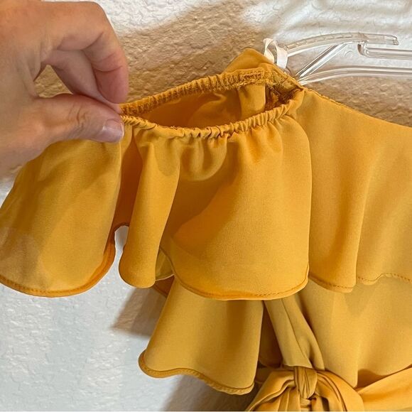 Superdown NWT! Jolene Ruffle Wrap Mini Dress in Marigold size Small - Picture 6 of 16